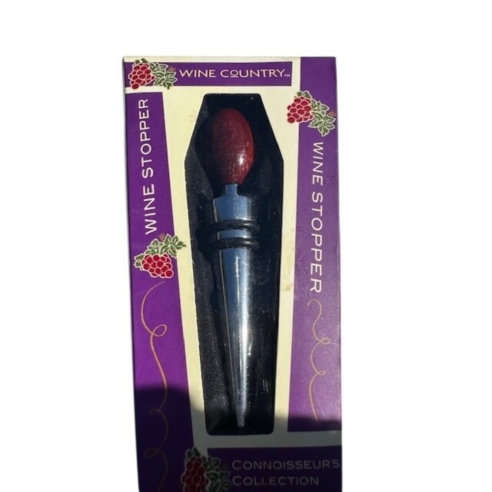 Wine Country Connoisseurs Collection Metal Wine Stopper‎ Burgundy Top New in Box